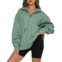 FYUAHI Women's Oversized Sweatshirts Half Zip Pullover Long Sleeve Sweatshirt Quarter Zip Hoodie Sweater Y2K Clothes