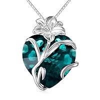 TOUPOP Birth Flower Necklace 12 Month s925 Sterling Silver Floral Pendant Necklaces with Heart Crystal Birthday Graduation Jewelry Gifts for Women Girls