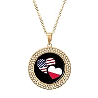 Poland US Flag Necklaces for Women Adjustable Length Pendant Fashion Jewelry Gift for Holiday Birthday