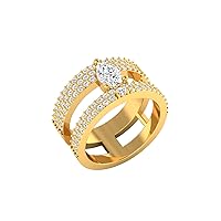 GEMHUB Lab Created G VS1 Diamond 14k Yellow Gold 1. CT Pear Shape Solitaire with Accents Bridal Anniversary Ring Size 4 5 3
