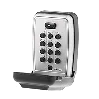 Master Lock Wall Mount Key Lock Box with Push Button for House Keys, Outdoor Key Safe with Combination Lock, 5 Key Capacity, 5423EC , Black