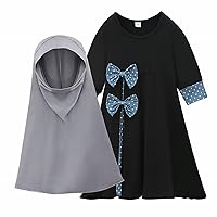 Toddler Kids Baby Girls Long Sleeve Soild Bowknot Casual Dress Hat Outfit Set Checke Leggings Kids