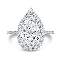 Kiara Gems 4 CT Pear Moissanite Engagement Rings 10K 14K 18K Solid Gold Moissanite Diamond Ring 925 Sterling Silver Solitaire Engagement Ring Wedding Ring