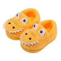 Toddler Boys Girls Dinosaur House Slippers Kids Cute Animal Slippers with Memory Foam Plush Warm Non-slip Home Shoes for Indoor and Outdoor