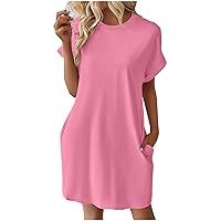 Juniors Hawaiian Midi Dresses Loose Fit Dresses for Women Short Sleeve Boat Neck Beach Summer Fall Dresses 2024