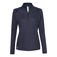 adidas - Women's Heathered Quarter-Zip Pullover with Colorblocked Shoulders - A464