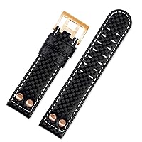 For Hamilton Khaki aviation series H77696793 Carbon fiber Carbon Fiber leather watch strap accessories 22mm black metal rivet