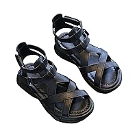 Girl Wedge Sandals Toddler Lightweight Casual Beach Shoes Children Dress Dance Anti-slip Hook and Loop Shoes Sandals