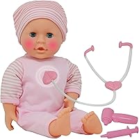 Interactive Talking Baby Doll Doctor Set Toy Pack for Kids – 14” Doll with Lights, Sound Effects, Pretend Play Dr Checkup Accessories – Pink Newborn Hospital Care Nursing Playset for Toddler Girl 3+