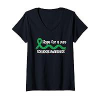 Womens Hope for a cure - Scoliosis Awareness Month green ribbon V-Neck T-Shirt