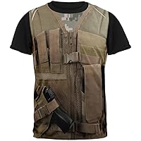 Old Glory Halloween Desert Tactical Military Vest Costume All Over Mens Black Back T Shirt Multi 2XL