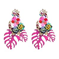 Lureme Gorgeous Colorful Sequin Flower Floral Leaf Stud Earrings for Women and Girls (er006023)