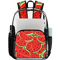 Fruit Watermelon Summer Clear Backpack Heavy Duty Transparent Bookbag for Women Men See Through PVC Backpack for Security, Work, Sports, Stadium