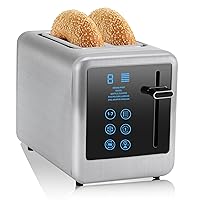 Toaster 2 Slice,Toasters with LCD Touch Screen and Countdown Timer,Stainless Steel Toaster with Toasting One Slice,7 Shade Settings, 6 Bread Types,Toaster with Bagel/Defrost/Reheat/Cancel Function