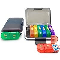 [ 2 Pack ] YUSHAN Organizer 2 + 3 Times a Day, 2 Pill Box Contains 14 Cute Medicine Organizer, Free to Combine Them