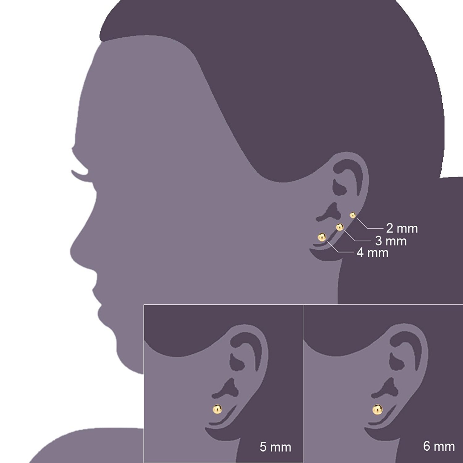 JEWELRIESHOP Ball Earrings 316L Surgical Steel Earrings Round Ball Stud Earrings Set for Women Girls