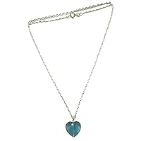 Satin Crystals Fluorite Necklace Beauty Blue Heart Sterling Silver