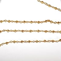 36 inch Long gem Gold Pyrite 2mm rondelle Shape Faceted Cut Beads Wire Wrapped Gold Plated Rosary Chain for Jewelry Making/DIY Jewelry Crafts #Code - ROSARYCH-0433