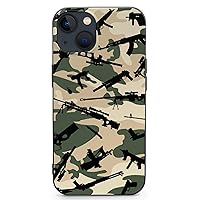 Camouflage Gun Full Covered Soft Cover TPU Phone Protective Case Compatible with iPhone 13 Series
