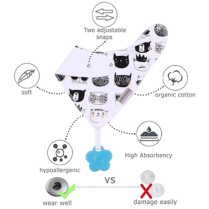 vuminbox Baby Bandana Drool Bibs 6-Pack and Teething Toys 6-Pack Made with 100% Organic Cotton, Absorbent and Soft Unisex