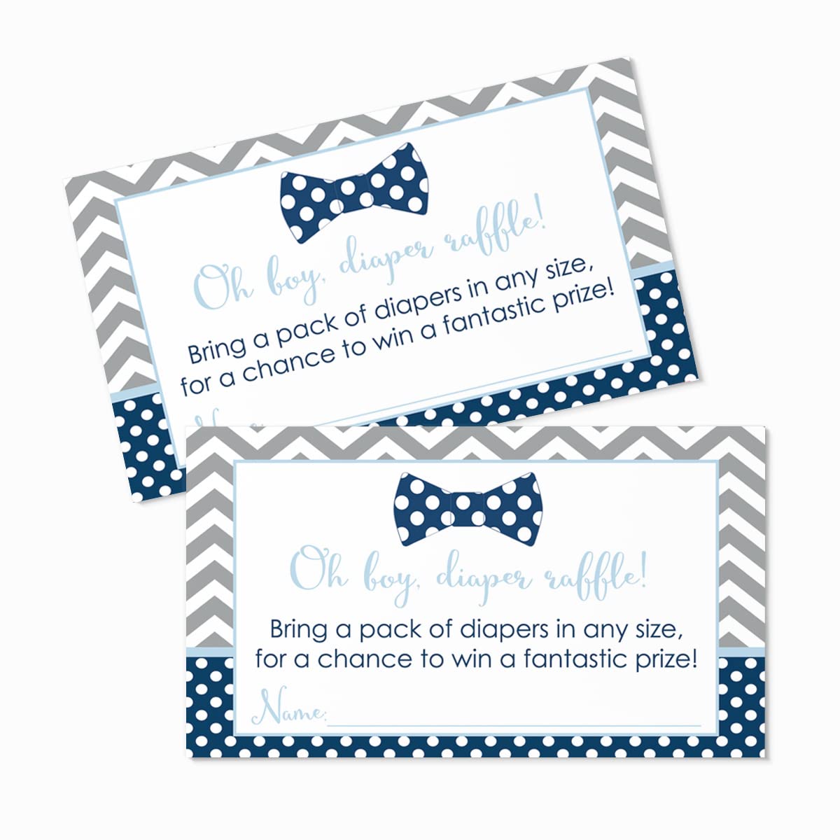 Bow Tie Diaper Raffle Tickets (25 Pack) Baby Shower Games Boys – Invitation Insert Cards Fill-In for Prize Drawings