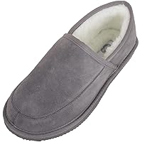 SNUGRUGS Men's Suede Full Slipper with Wool Lining and Lightweight Sole