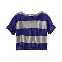AEROPOSTALE Womens Stripe Wide-fit Cropped Knit Sweater, Purple, X-Large
