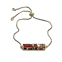 Bar Shape Multi Mojave Turquoise Slide Bracelet | Gold Electroplated Adjustable Bracelets | Handmade Tiny Mohave Gemstone Bracelet | Gift For Her Jewelry | 1957 1