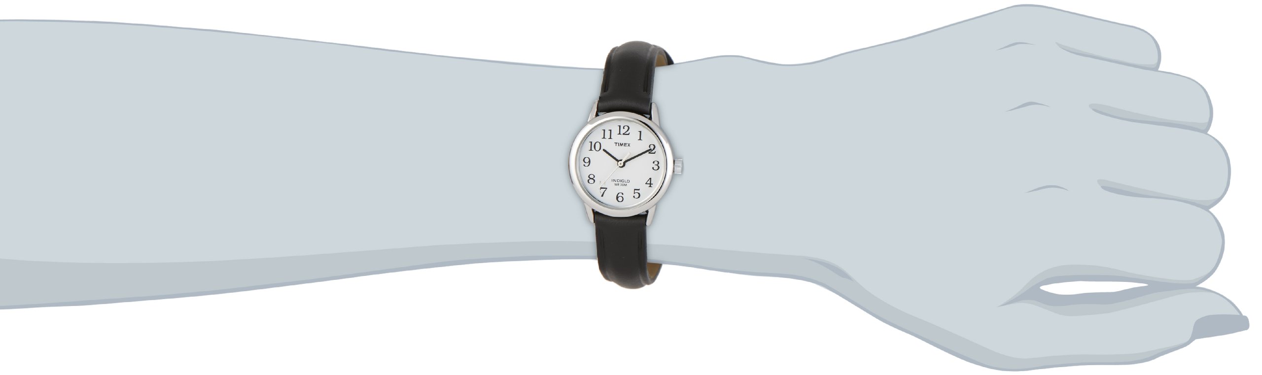 Timex Women's T20441 Easy Reader 25mm Black/Silver-Tone/White Leather Strap Watch