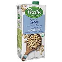 Pacific Foods Organic Soy Unsweetened Original Plant-Based Beverage, 32 oz (Pack of 12)