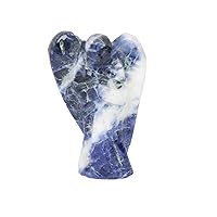 REAL-GEMS 37.9 Ct. Natural Crystal Blue Lapis Lazuli Pocket Angel Figurine Spiritual