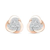 DGOLD 10kt Gold Round White Diamond Fashion Stud Earrings for women (3/8 cttw)