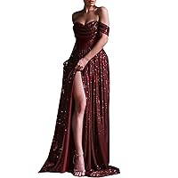 Formal Gowns and Evening Dresses Women Glitter Elegant Strapless Cowl Neck Bandeau Dress Sexy Cocktail Prom Party Dress