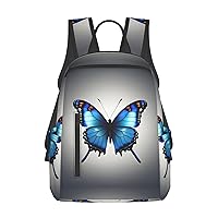 One Blue Butterfly print Lightweight Laptop Backpack Travel Daypack Bookbag for Women Men for Travel Work