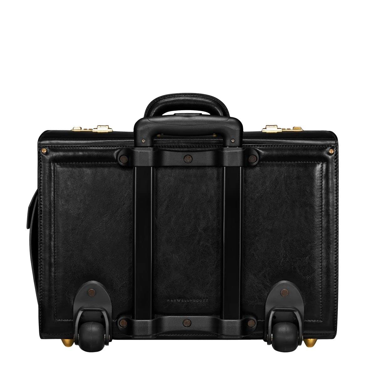 Maxwell Scott - Personalized Mens Luxury Leather Rolling Wheeled Pilot Briefcase/Catalog Case and Combination Lock - The VareseW - Black