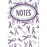 Purple Ribbon Portable Notebook: For Awareness of Eating Disorders, Pancreatic Cancer, Thyroid Cancer, Domestic Violence, and Fibromyalgia