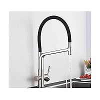 Golden Brushed Kitchen Sink Faucet Water Filter Faucet Crane Double Handle Pull Down Purifying Kitchen Hot and Cold Water Faucet,Kitchen Faucet