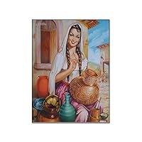 Vintage Traditional Mexican Art Pottery Ceramic Sexy Woman Mexican Culture Art Poster Canvas Painting Poster Canvas Painting Wall Art Poster for Bedroom Living Room Decor 8x10inch(20x26cm) Frame-style