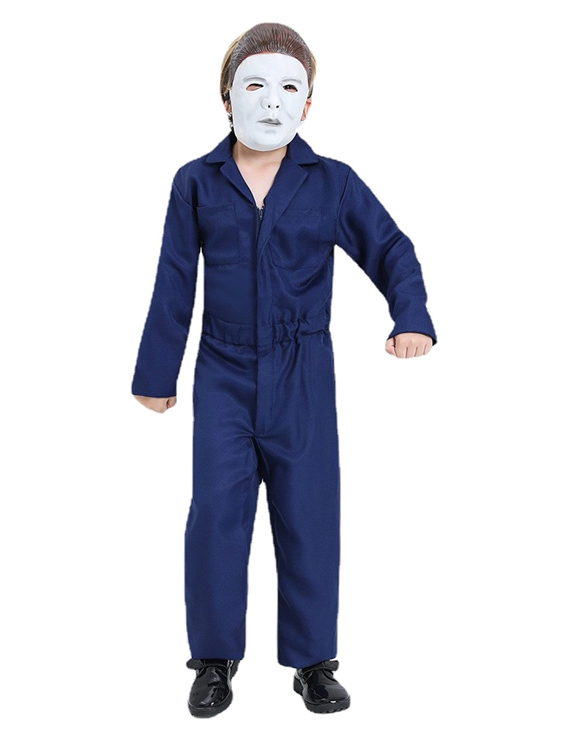Firecos Halloween Horror Killer Cosplay Jumpsuit Coveralls Costume Props Halloween Costume with Mask for Kids Boys