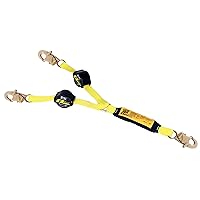 3M Capital Safety 1241480 Shock Absorbing Lanyard with 100 Percent Tie-Off Retractable Web and Snap Hooks at Each End, 6-Feet, Navy/Yellow