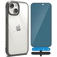Ringke Fusion Bold Case Compatible with iPhone 15 [Gray] + Privacy Glass Compatible with iPhone 15