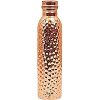 Pure Copper Hammered Water Bottle,Joint Free-Ayurveda Health For Travelling PurposeBenefits For Travelling Purpose Gifts For Christmas - Capacity 1000 Ml