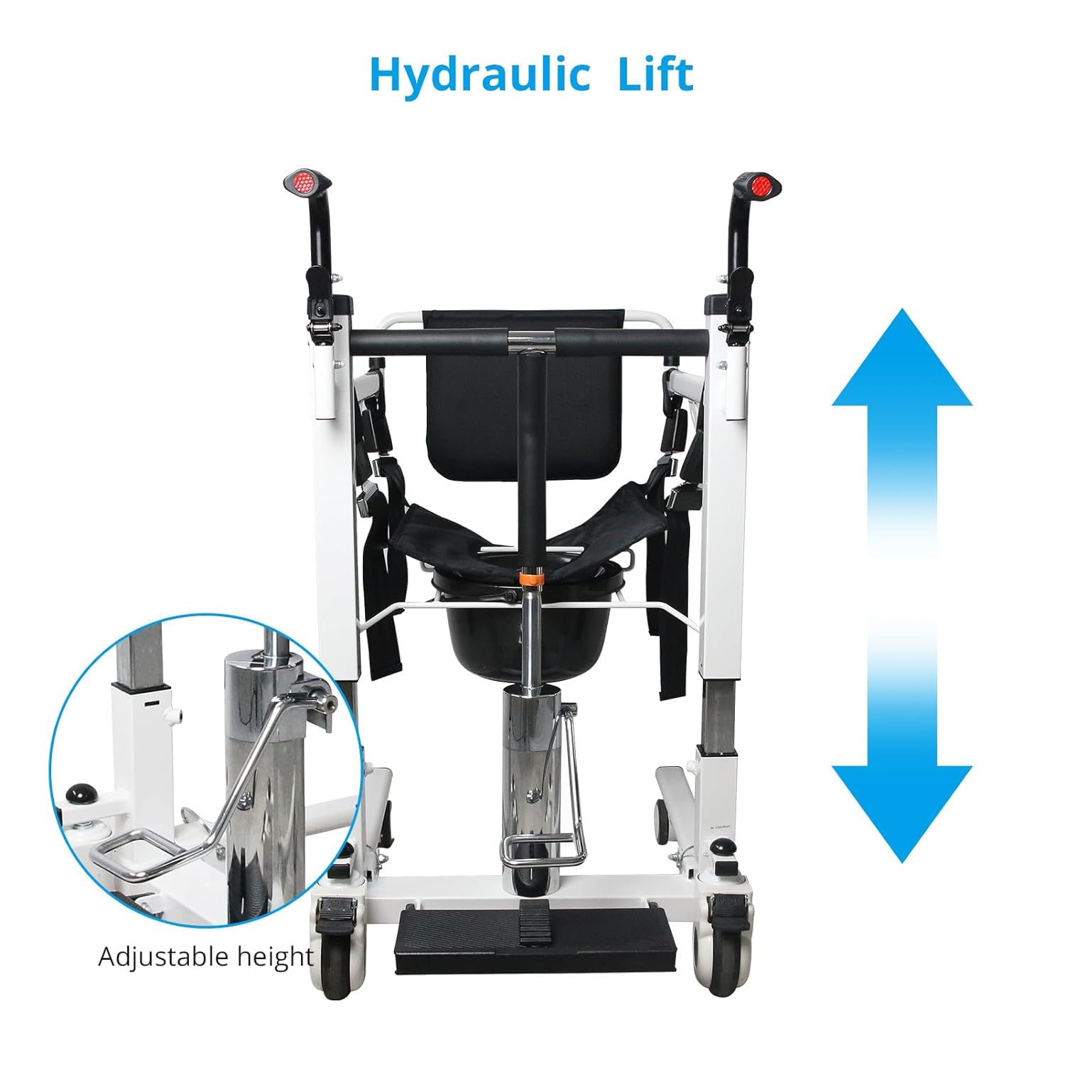 Patient Lift Transfer Chair,KIMORE Hoyer Lifts for Home Use,Hydraulic Patient Lift Transfer Chair, Bathroom Wheelchair with 180° Split Seat and Potty, Portable Elderly Lift aid Bedside Commode Chair