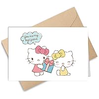 Pack of 5 Kitty Birthday Card Cute Cartoon Greeting Card Invitation Card Blank Inside with Envelopes for Kids Girls Sister Friends 8 x 5.3 inch(20x13.5cm) (Blue Gift Box)