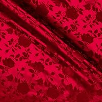 The Fabric Exchange Rose Satin Brocade Jacquard Fabric, 58 Inches Wide - Red - Sold by The Yard