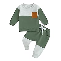 Baby Boy Clothes 6 12 18 24M Pants Set Long Sleeve Contrast Sweatshirt Fall Winter Infant Outfits