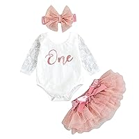 CIYCUIT Baby Girl 1st Birthday Outfit Lace Tulle Romper Princess Tutu Dress First Birthday Photography Clothes