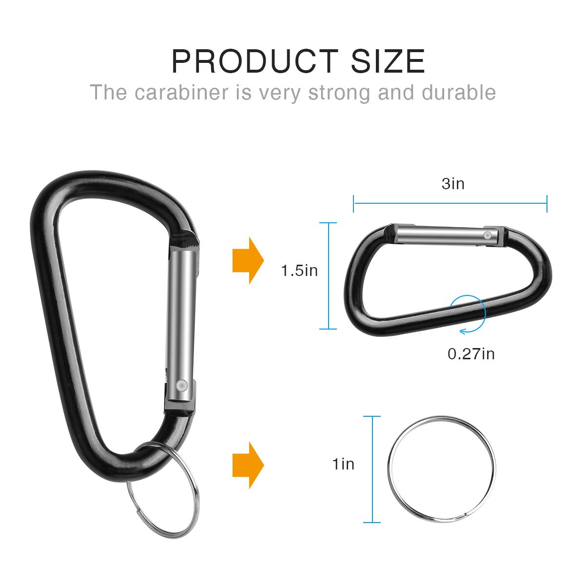 Wiwaplex 5 Pcs Carabiner D Ring with Keychain Durable Hooks for Campin