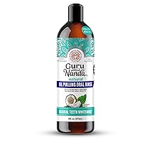 GuruNanda Coconut Oil Pulling with 7 Essential Oils and Vitamin D3, E, K2 (Mickey D), Helps with Fresh Breath, Teeth & Gum Health & More - 16 fl oz