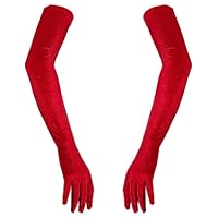 Women Evening Costume Stretchy Shoulder Length Warm Fashion Gloves Opera Long Red Velvet Gloves